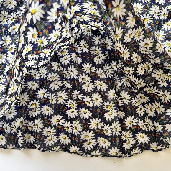 Zara Floral Daisy Blouse Corset Lace Up Long Sleeve V Neck  Lightweight Sz S - Picture 8 of 11